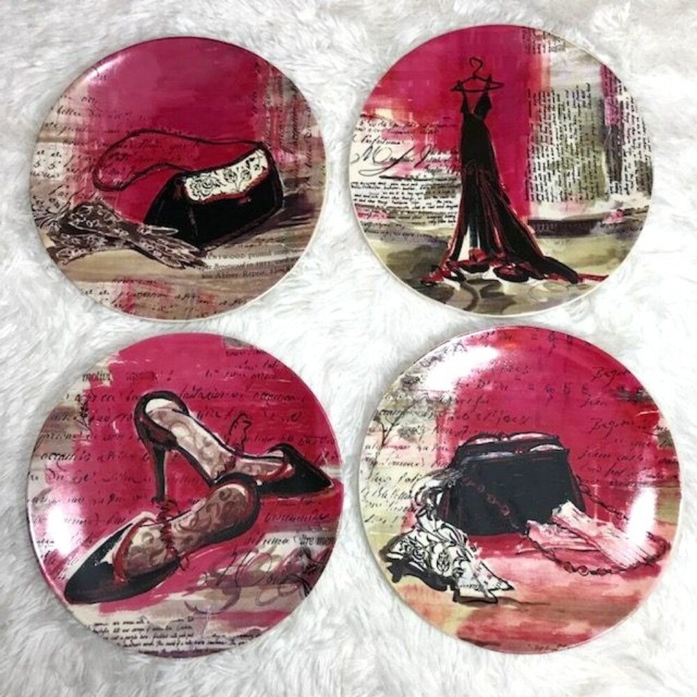 NWOT Kimmy Han x Certified International Global Fashion French Script Plate Set